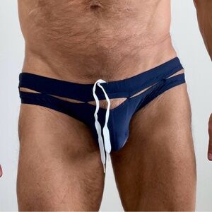 Men's Black Swim Trunks with Peek-a-Boo waist band